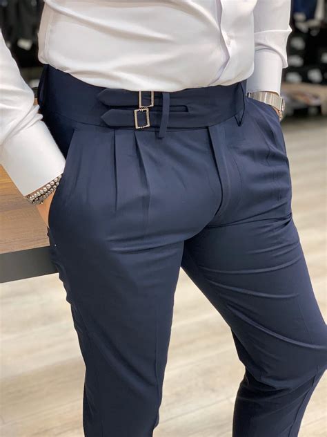 slim fit men's trousers navy.